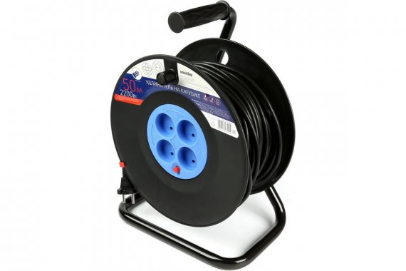 Фотография товара 'Smartbuy SBE-10-4-50-N Удлинитель на катушке 4 гнезда 50м ПВС 2*1,0 10А/2,2кВт'