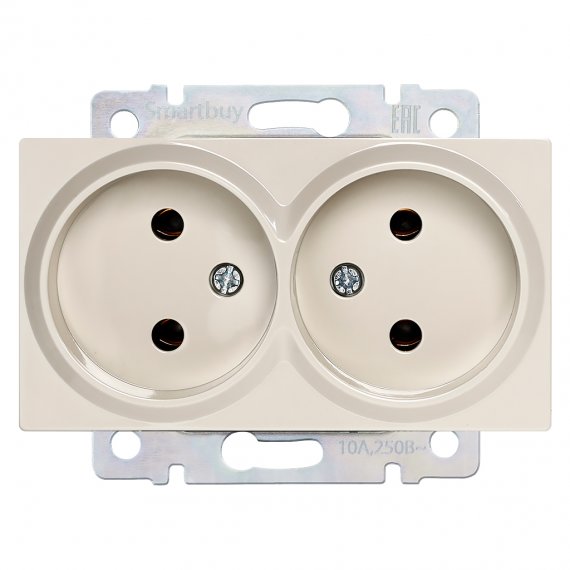 Фотография товара 'Smartbuy SBE-05i-10-S2-N Розетка двойная без заземления бежевая Нептун'