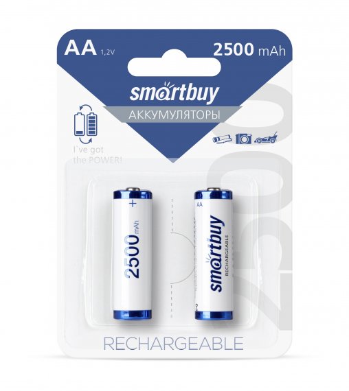 Фотография товара 'Smartbuy SBBR-2A02BL2500 Аккумулятор NiMh AA/2BL 2500 mAh'