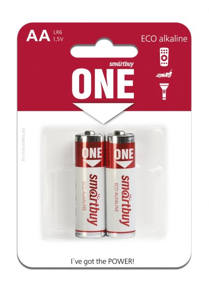 Фотография товара 'Smartbuy SOBA-2A02B-Eco Батарейка алкалиновая ONE LR6/2B (24/240)'