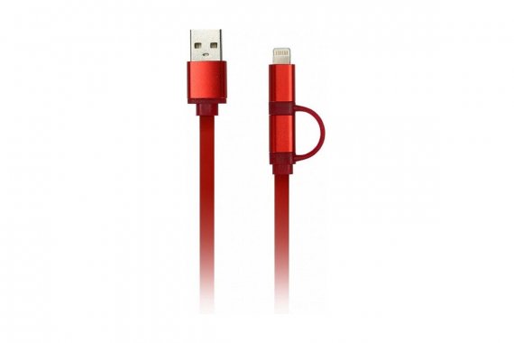 Фотография товара 'Smartbuy iK-212 red Дата-кабель USB - 2 в 1 Micro+8 pin'