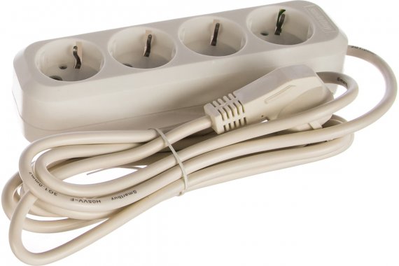 Фотография товара 'Smartbuy SBE-16-4-03-Z Удлинитель, 4 гнезда 3 метра 16А/3,5кВт ПВС 3х1,0'