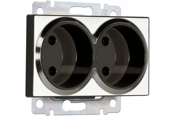 Фотография товара 'Smartbuy SBE-05gn-10-S2-N Розетка двойная без заземления серый никель Нептун'