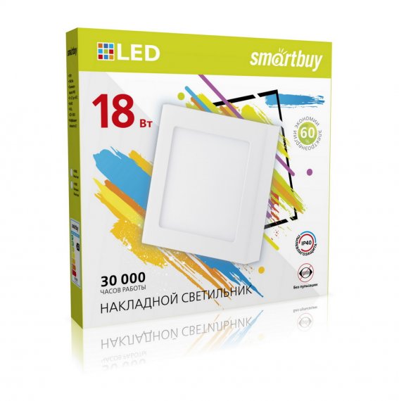Фотография товара 'Smartbuy SBL-SqSDL-18-65K Накладной (LED) светильник Square SDL'