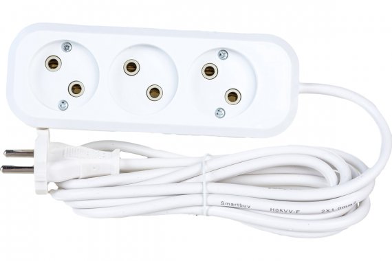 Фотография товара 'Smartbuy SBE-10-3-03-N Удлинитель, 3 гнезда 3 метра 10А/2,2кВт без заземления ПВС 2х1,0'
