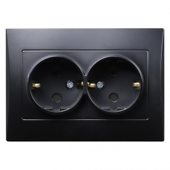 Фотография товара 'Smartbuy SBE-08b-16-S2-Z Розетка двойная с заземлением 16A черная Вега'